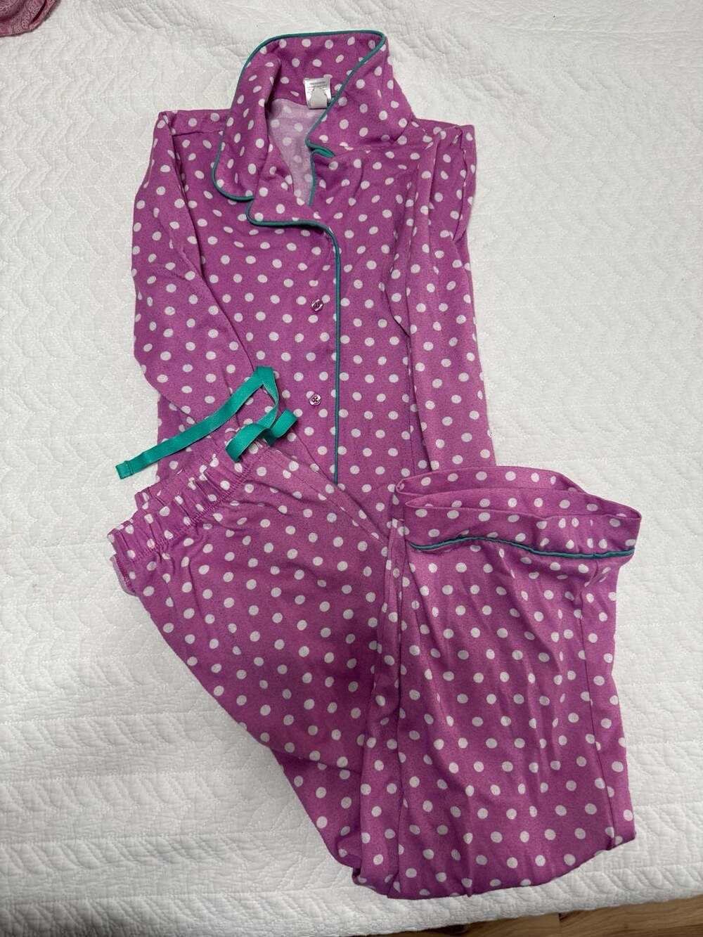 GapKids Pajama Set Size 8 Purple Polka Dot Flannel Sleepwear